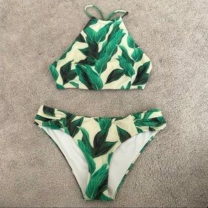 Show Me Your Mumu Green Leaf High Neck Bikini size S